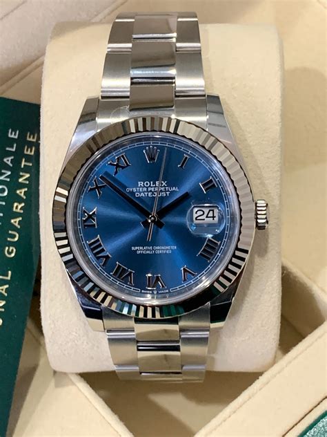 silver blue dial rolex|Rolex 41mm datejust blue dial.